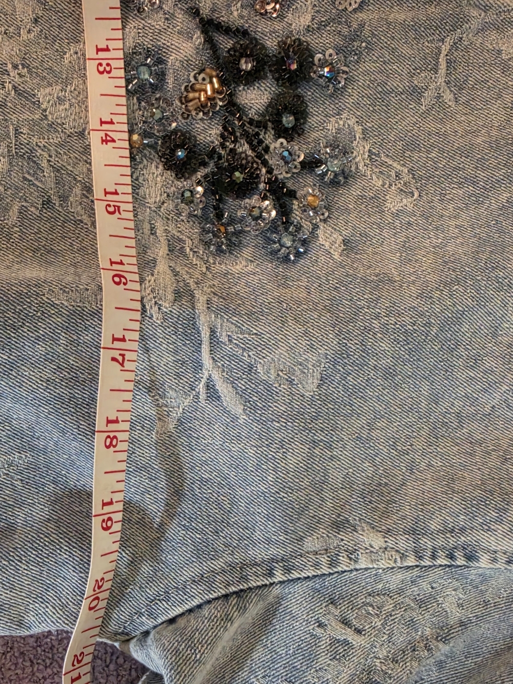 Light Blue Floral Embroidered-Lace detail Denim Shaket And Pant Set - Women-SM - Picture 12 of 16